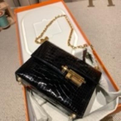 wholesale quality hermes verrou 17 shiny allligator noir ghw